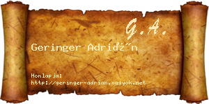 Geringer Adrián névjegykártya